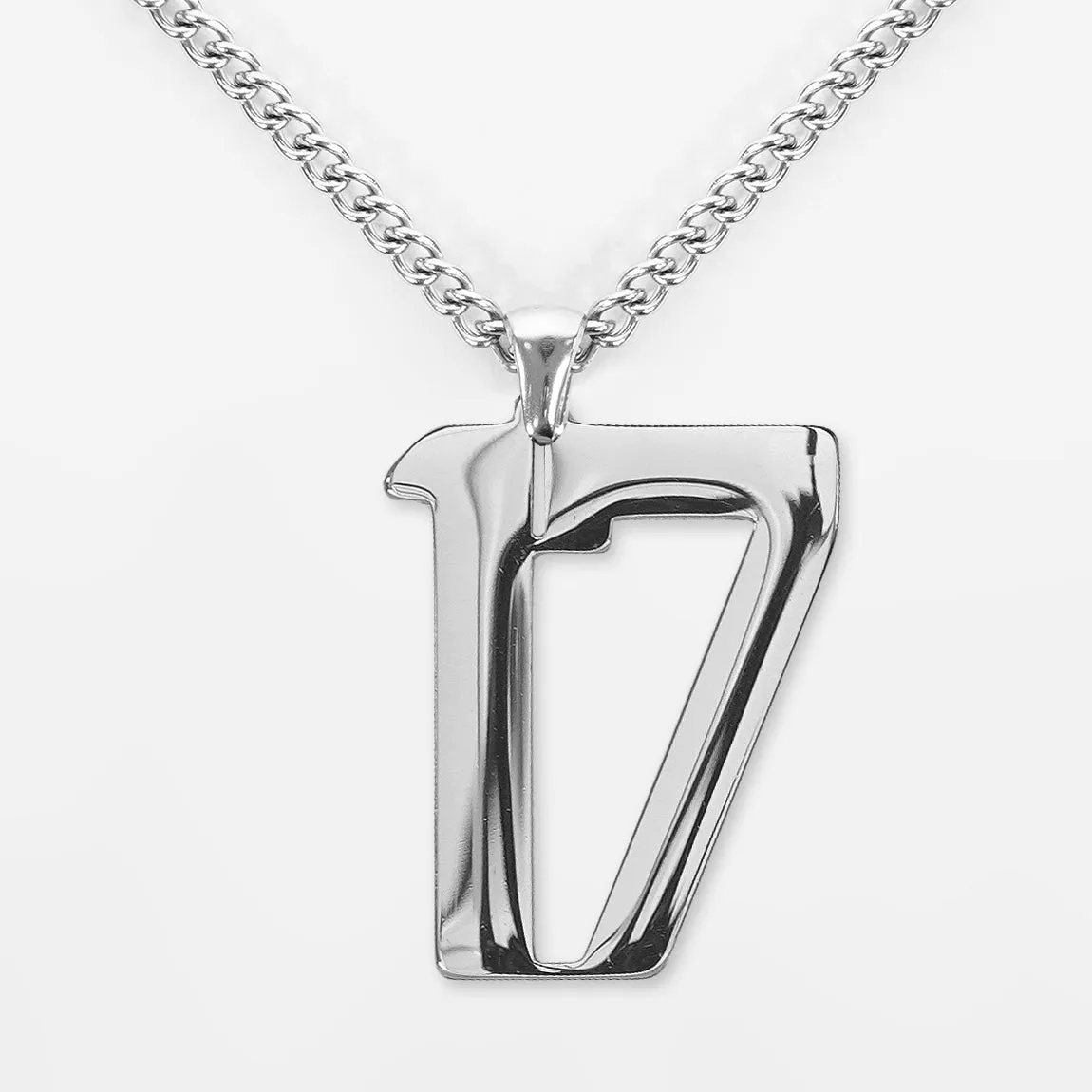 17 Number Pendant with Chain Kids Necklace - Stainless Steel