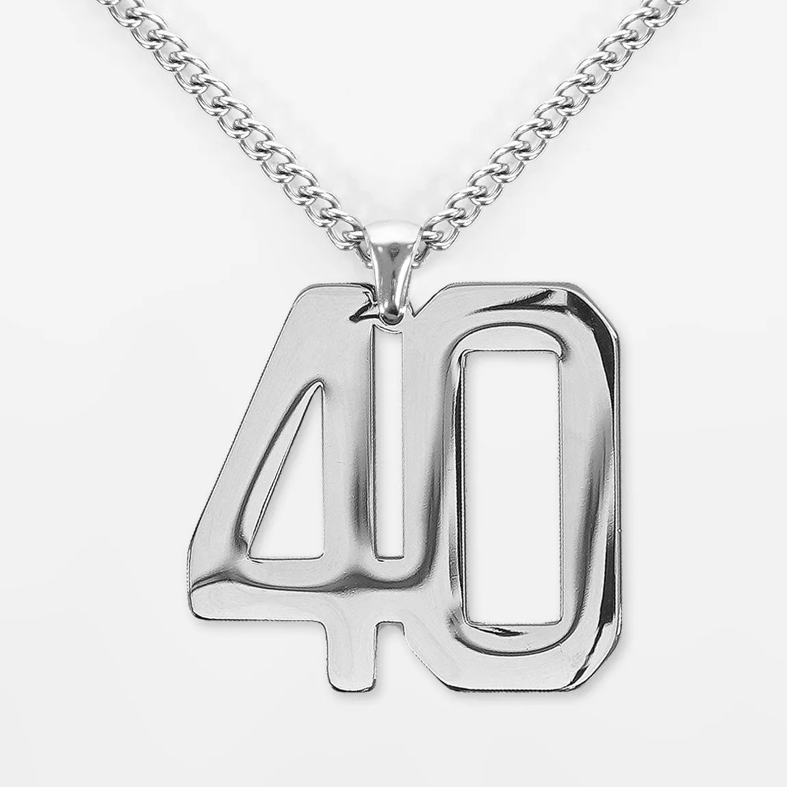 40 Number Pendant with Chain Necklace - Stainless Steel