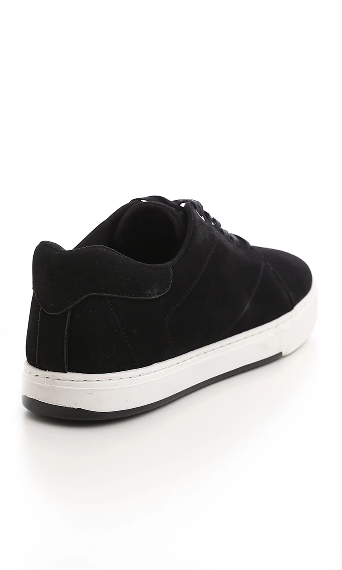 49903 Solid Suede Lace Up Casual Shoes - Black