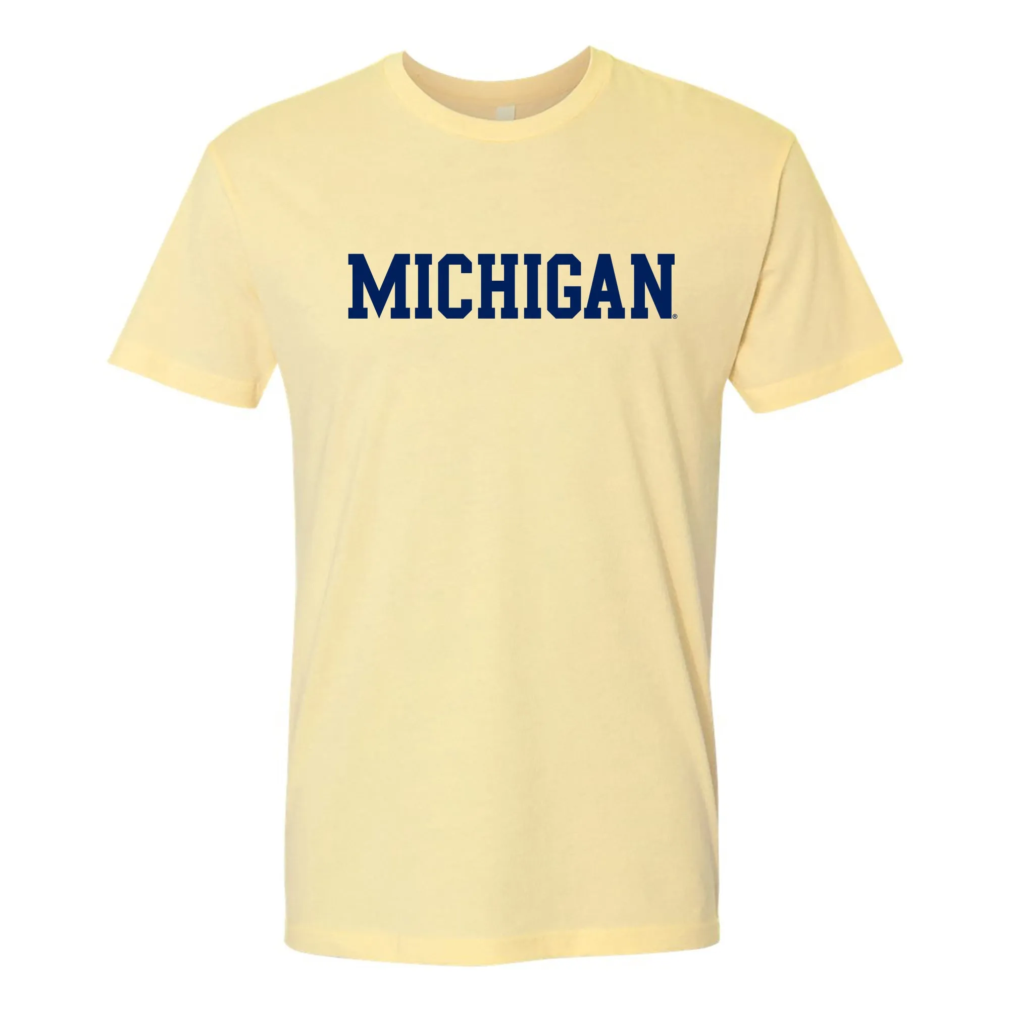 Basic Block University of Michigan Next Level Premium Cotton Short Sleeve T Shirt - Banana Cream