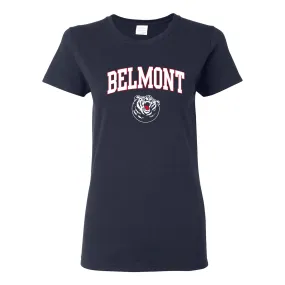 Belmont University Bruins Arch Logo Women's Basic Cotton T Shirt - Navy