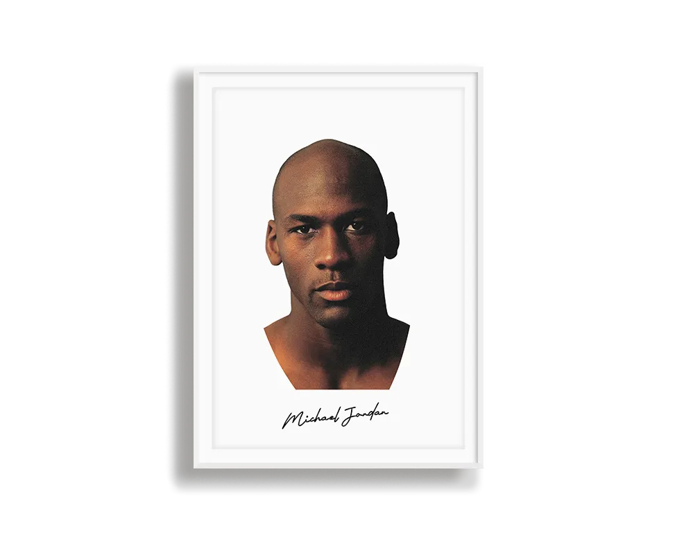 Big Head Michael Jordan White Portrait