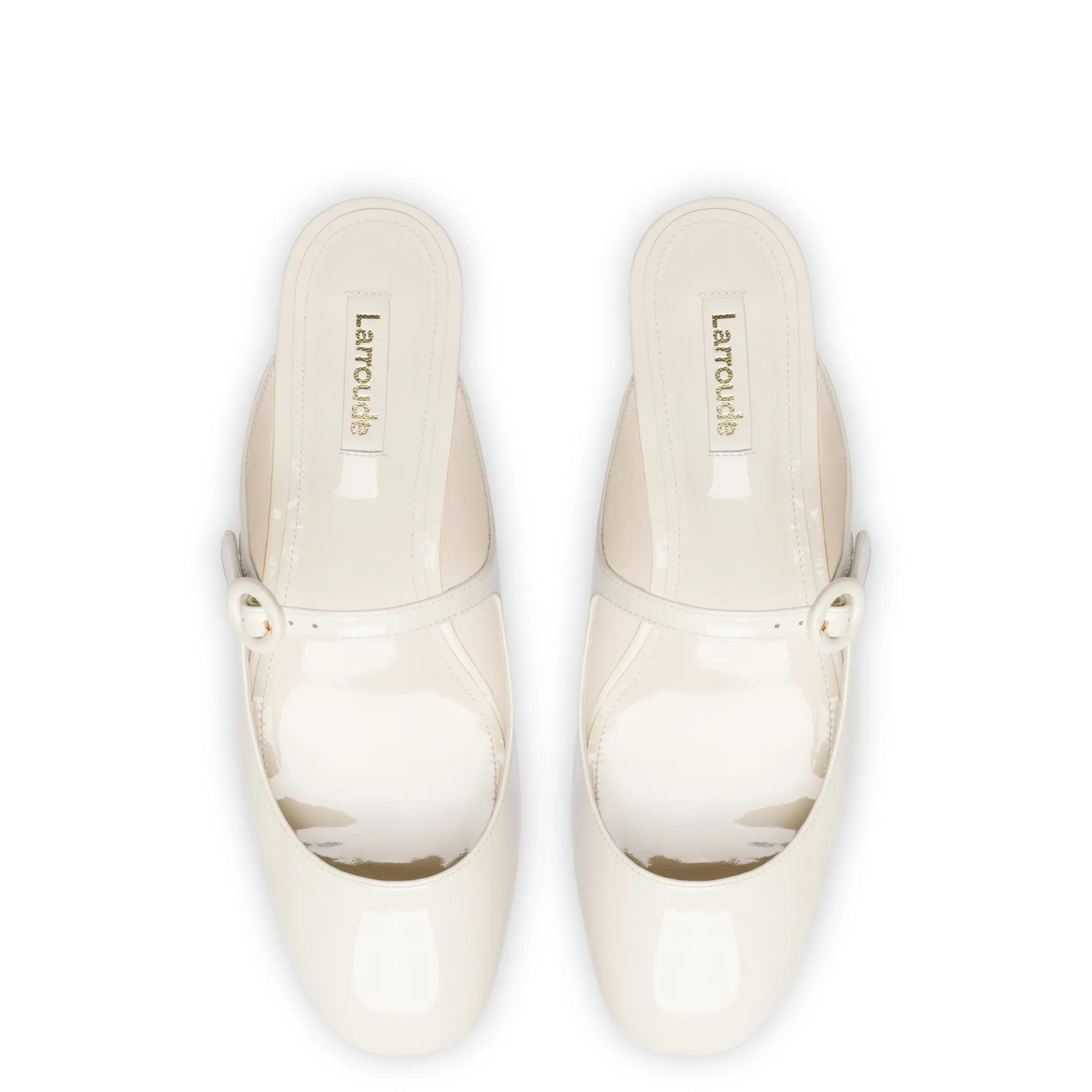 Blair Flat Mule In Ivory Patent Leather