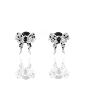 Diamonique Bow Double Studs - B/W