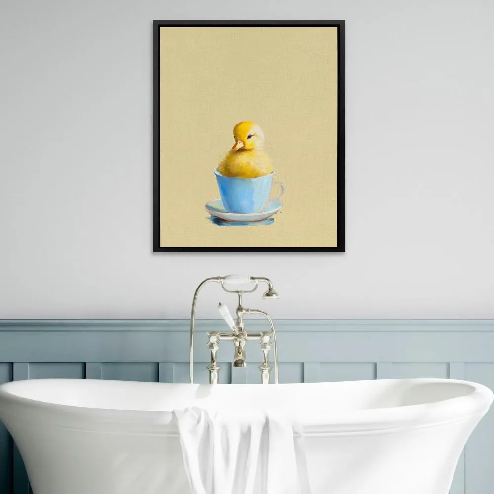 Duckling In Blue Cup