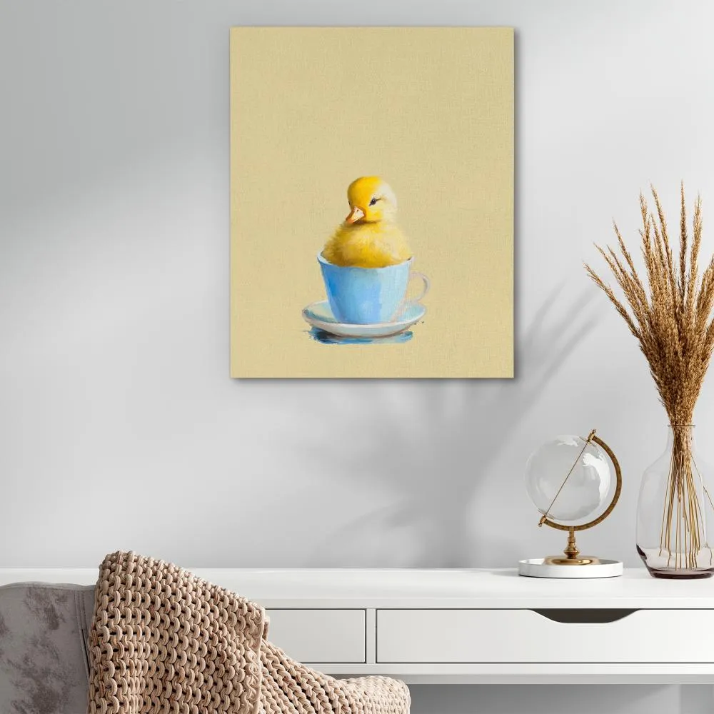 Duckling In Blue Cup