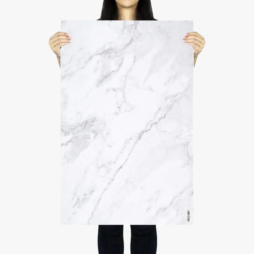 Flat Lay Instagram Backdrop - 'Brighton' White Marble (56cm x 87cm)