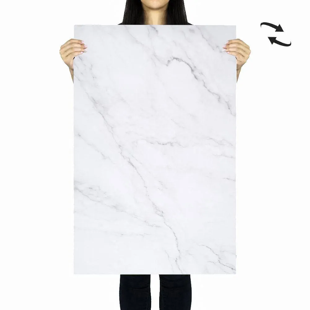 Flat Lay Instagram Backdrop - 'Brighton' White Marble (56cm x 87cm)