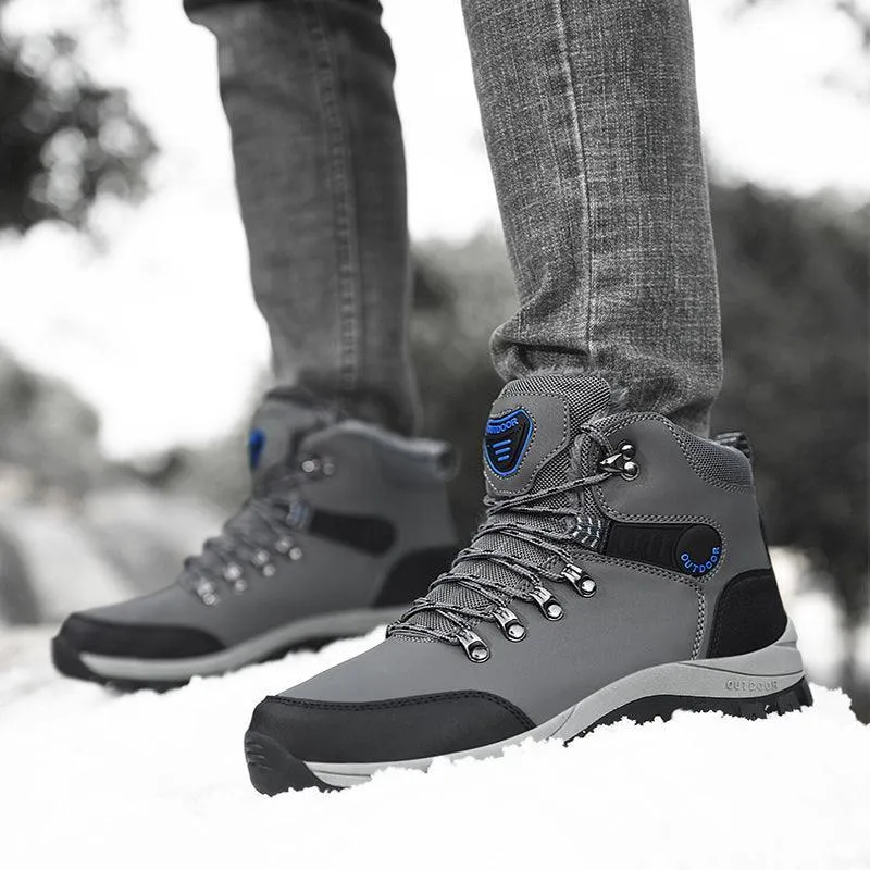 Men's Winter Snow Boots Warm Plush Ankle Hiking Shoes