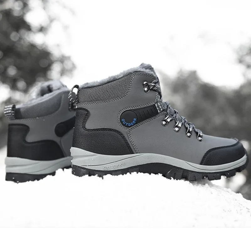 Men's Winter Snow Boots Warm Plush Ankle Hiking Shoes