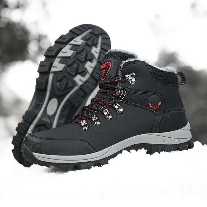 Men's Winter Snow Boots Warm Plush Ankle Hiking Shoes