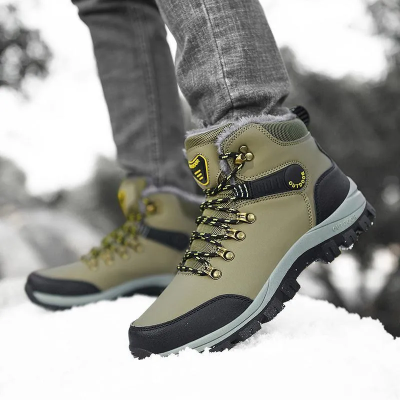 Men's Winter Snow Boots Warm Plush Ankle Hiking Shoes