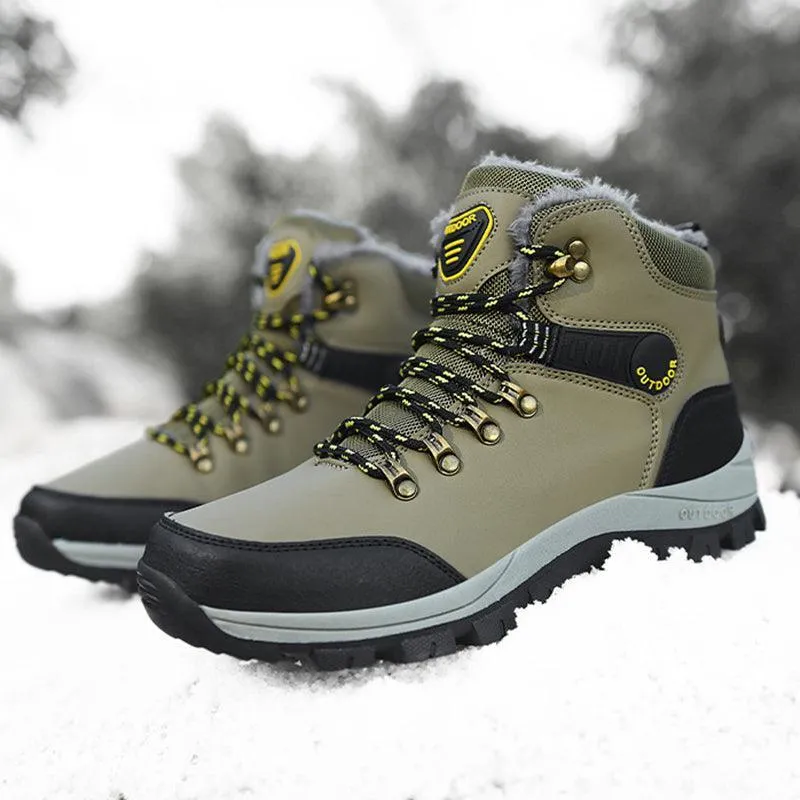 Men's Winter Snow Boots Warm Plush Ankle Hiking Shoes