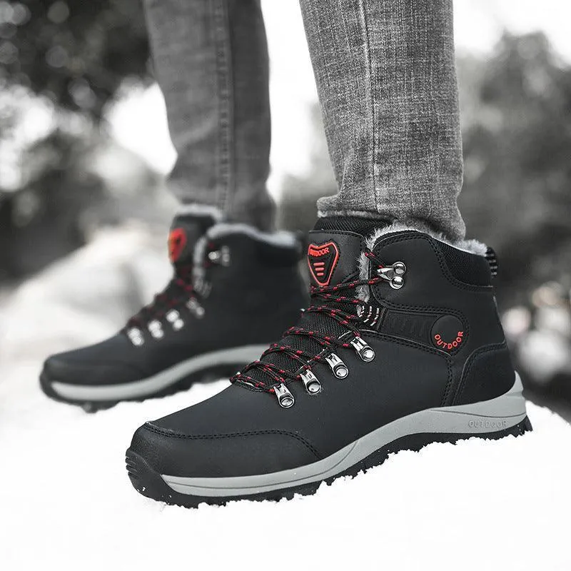 Men's Winter Snow Boots Warm Plush Ankle Hiking Shoes