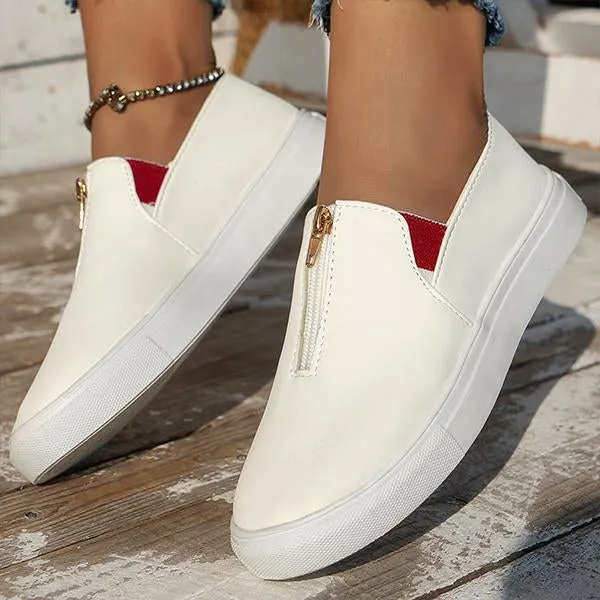 Women's Casual Color Block Zipper Daily Flat Shoes 16727264S