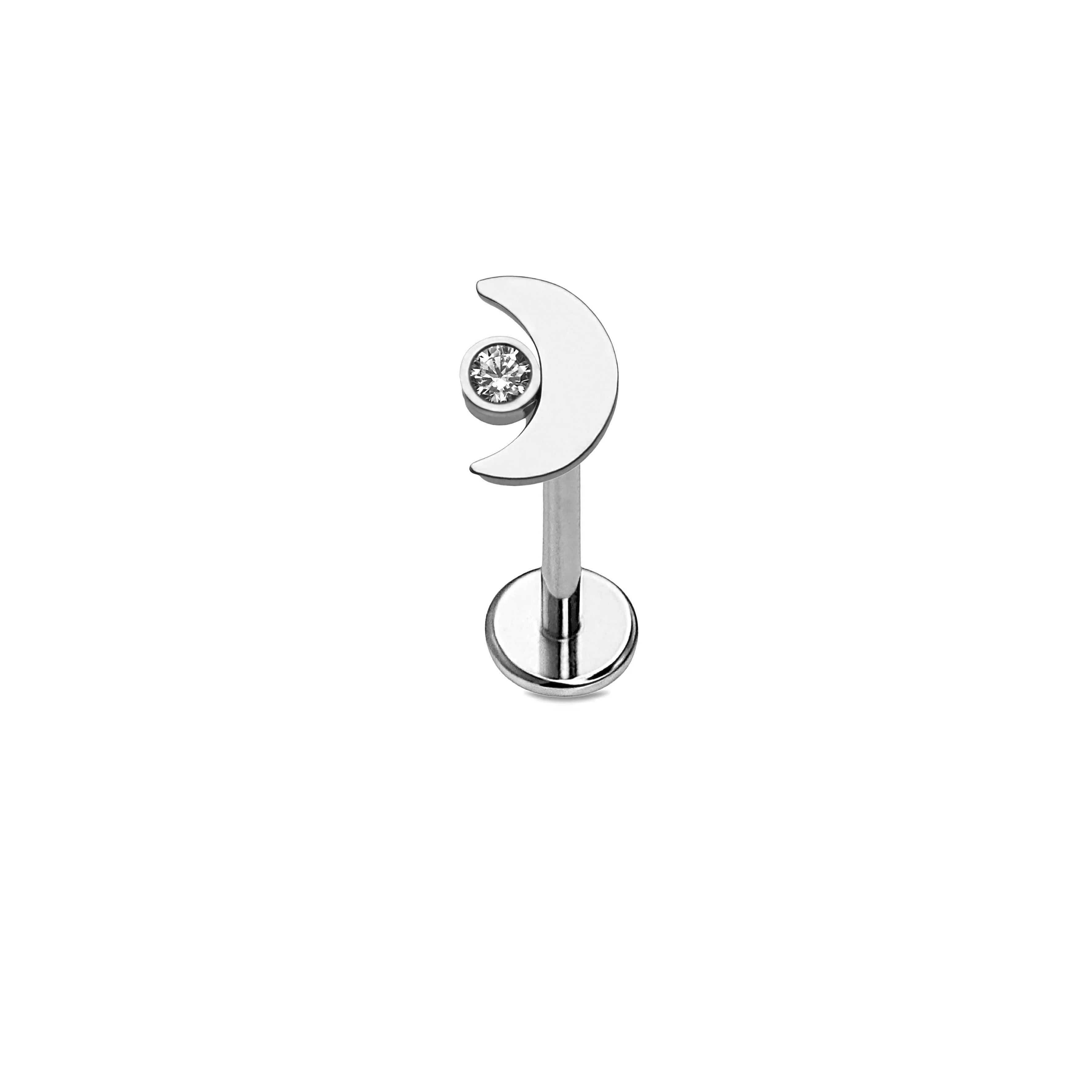 Zirconia Moon Flat Back Stud